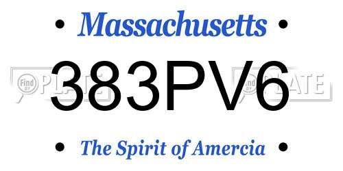383PV6 Massachusetts License Plate