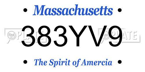 383YV9 Massachusetts License Plate