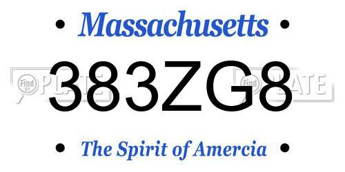 383ZG8 Massachusetts License Plate