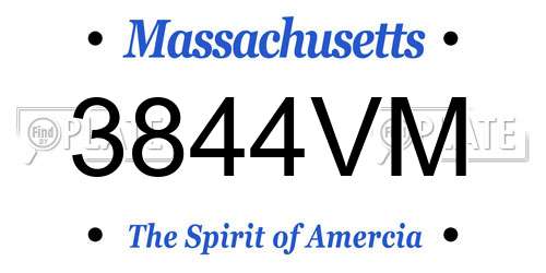 3844VM Massachusetts License Plate