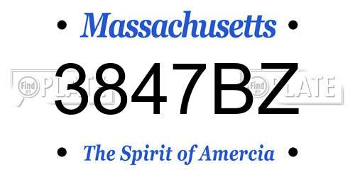 3847BZ Massachusetts License Plate