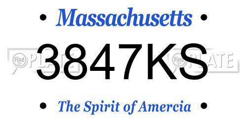 3847KS Massachusetts License Plate