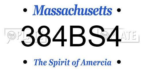 384BS4 Massachusetts License Plate