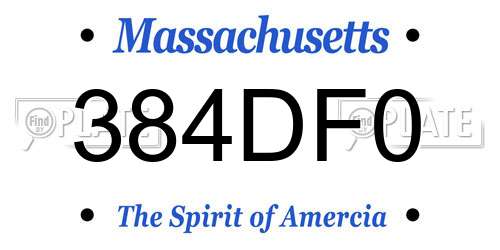 384DF0 Massachusetts License Plate