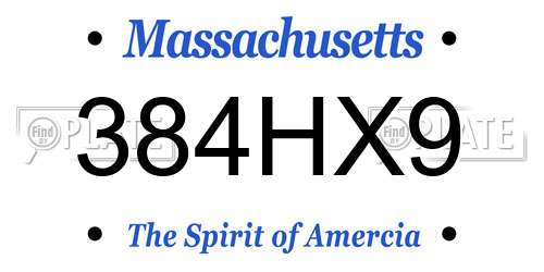 384HX9 Massachusetts License Plate