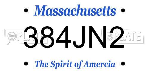 384JN2 Massachusetts License Plate