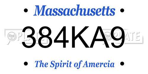 384KA9 Massachusetts License Plate