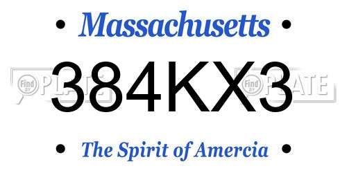 384KX3 Massachusetts License Plate