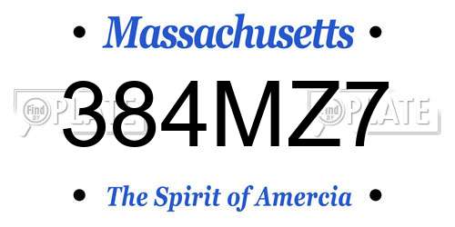 384MZ7 Massachusetts License Plate