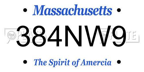 384NW9 Massachusetts License Plate
