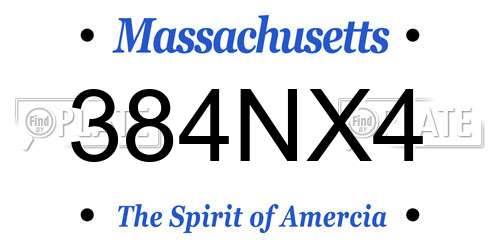 384NX4 Massachusetts License Plate
