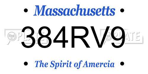 384RV9 Massachusetts License Plate