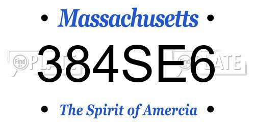 384SE6 Massachusetts License Plate