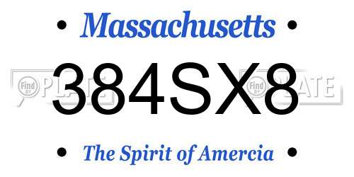 384SX8 Massachusetts License Plate
