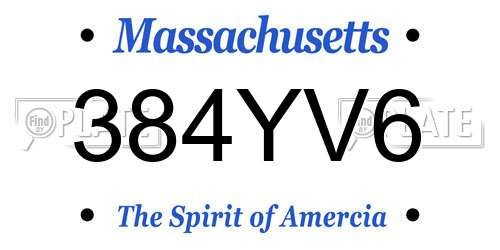 384YV6 Massachusetts License Plate