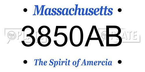 3850AB Massachusetts License Plate