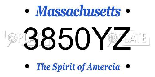 3850YZ Massachusetts License Plate