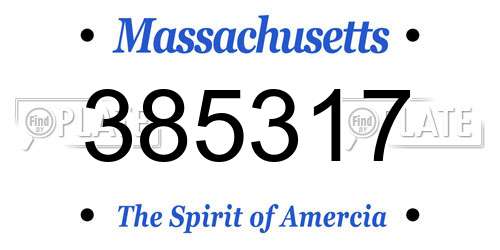 385317 Massachusetts License Plate