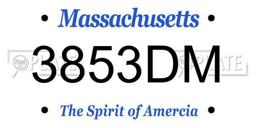 3853DM Massachusetts License Plate