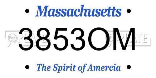 3853OM Massachusetts License Plate