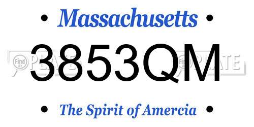 3853QM Massachusetts License Plate