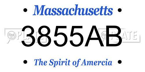 3855AB Massachusetts License Plate