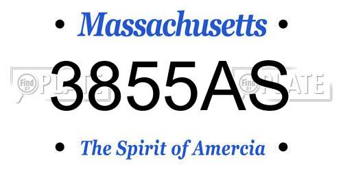 3855AS Massachusetts License Plate