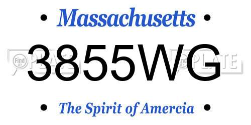 3855WG Massachusetts License Plate