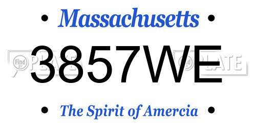 3857WE Massachusetts License Plate