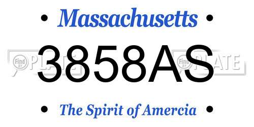 3858AS Massachusetts License Plate
