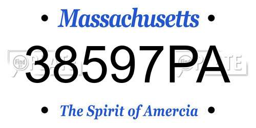 38597PA Massachusetts License Plate