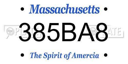 385BA8 Massachusetts License Plate
