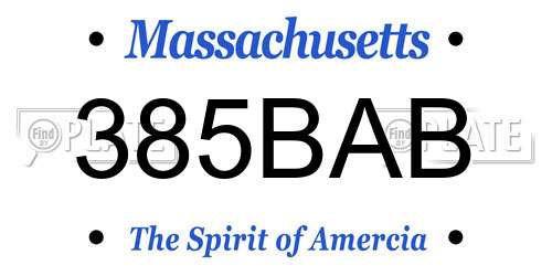 385BAB Massachusetts License Plate