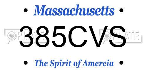 385CVS Massachusetts License Plate