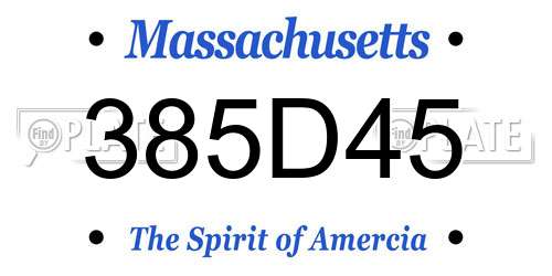 385D45 Massachusetts License Plate