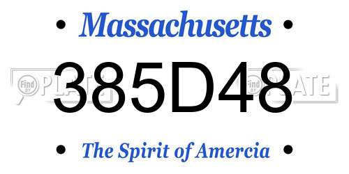 385D48 Massachusetts License Plate