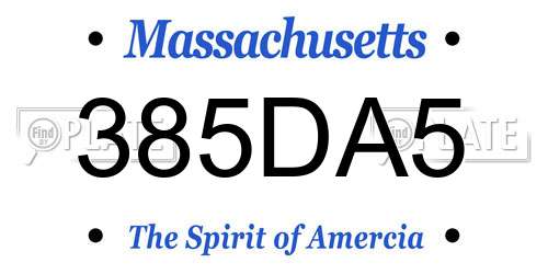 385DA5 Massachusetts License Plate