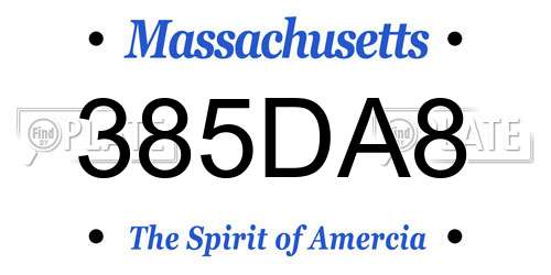 385DA8 Massachusetts License Plate