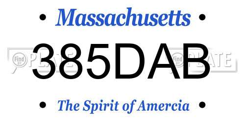 385DAB Massachusetts License Plate