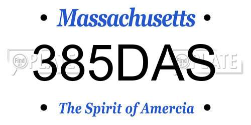 385DAS Massachusetts License Plate