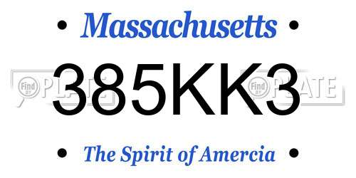 385KK3 Massachusetts License Plate