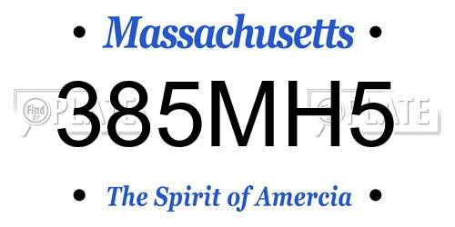 385MH5 Massachusetts License Plate
