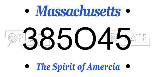 385O45 Massachusetts License Plate
