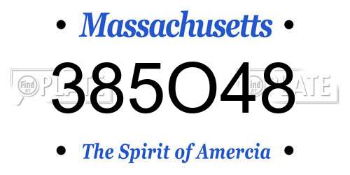 385O48 Massachusetts License Plate