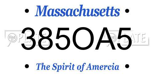 385OA5 Massachusetts License Plate