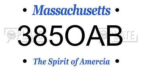 385OAB Massachusetts License Plate