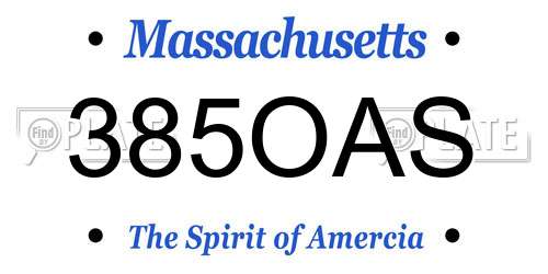 385OAS Massachusetts License Plate