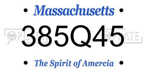 385Q45 Massachusetts License Plate