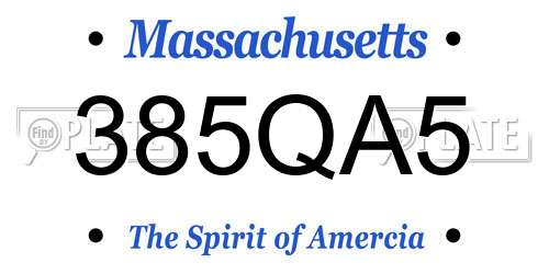 385QA5 Massachusetts License Plate
