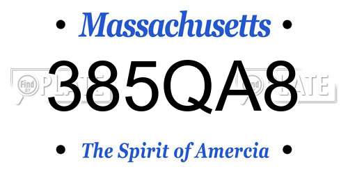 385QA8 Massachusetts License Plate
